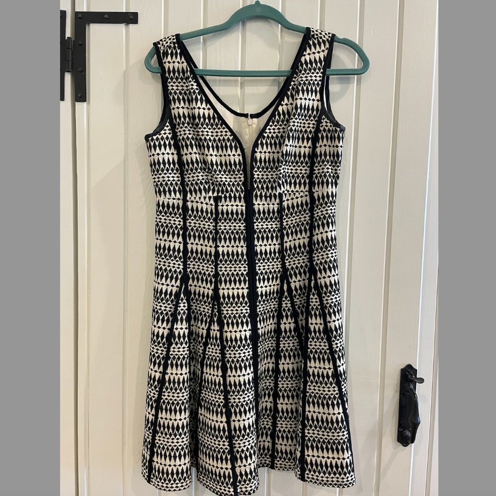 Black and Off-White Embroidered Dress